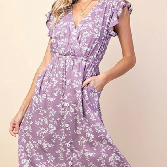 SALE Luxurious floral Lavender Lilac prairie dress - Picture 4 of 6